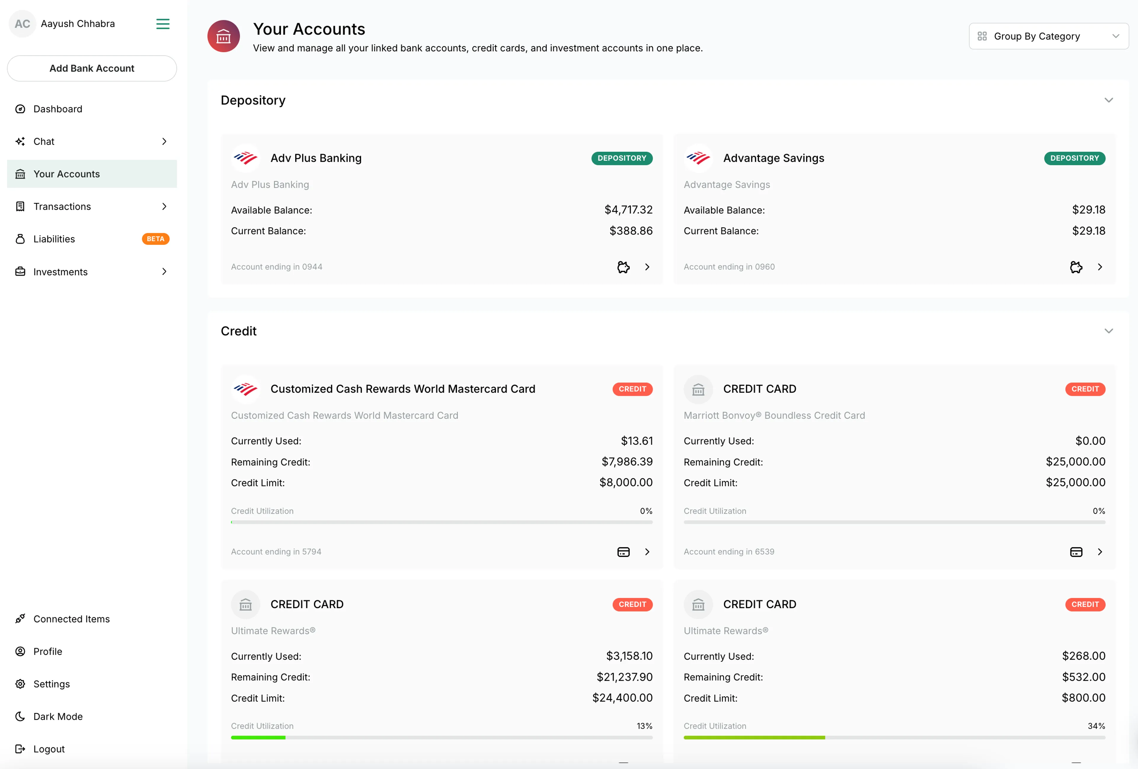 All Finances in One Dashboard