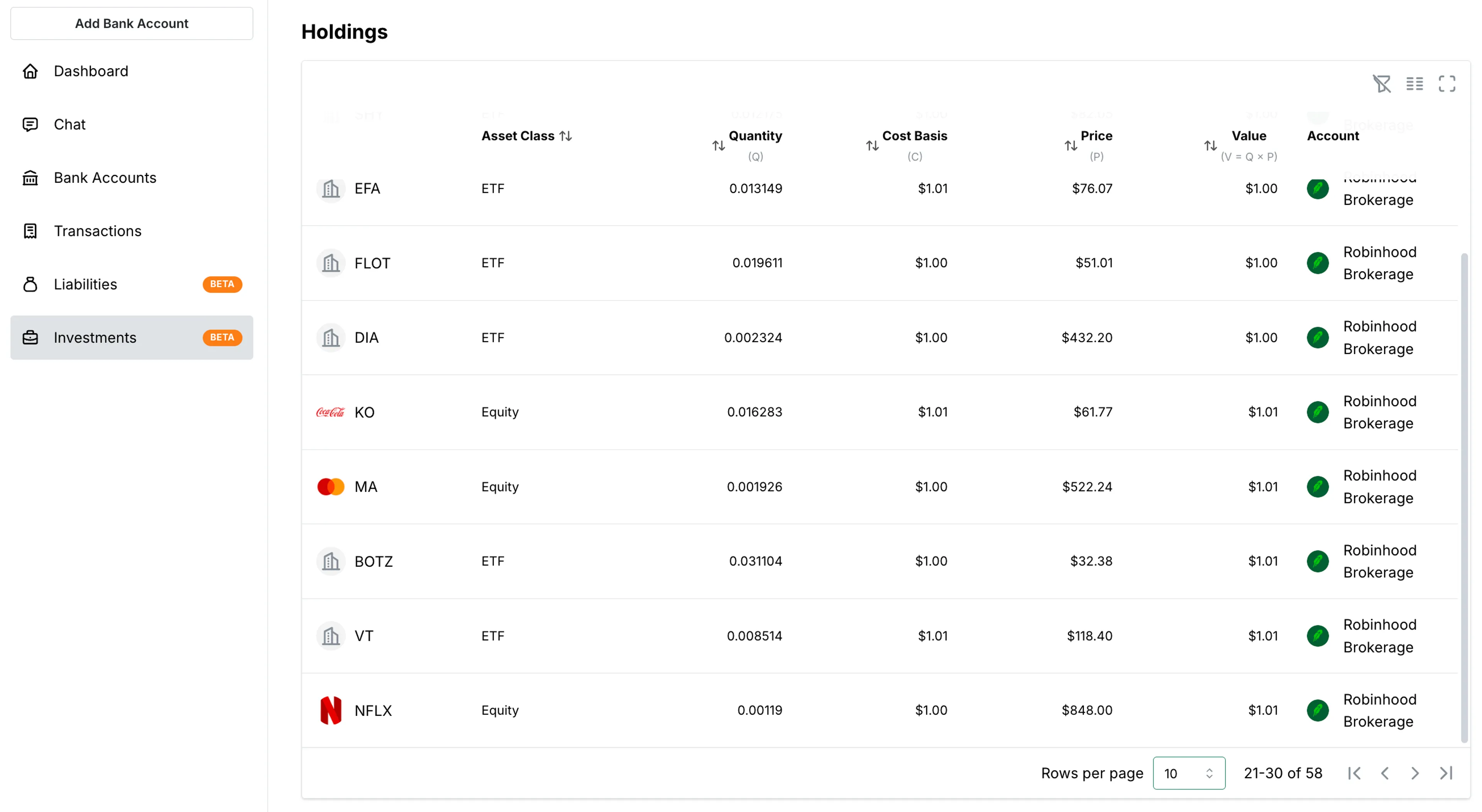 Investment & Portfolio Tracking